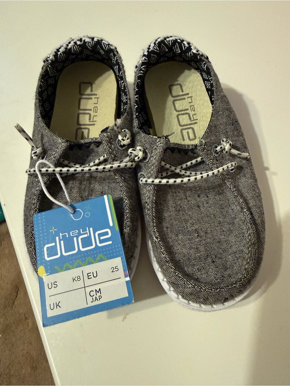 Hey Dude Kids Grey Canvas Slip-On Sneakers